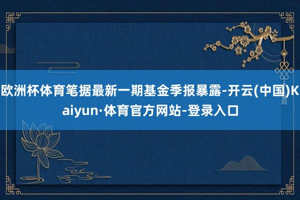 欧洲杯体育笔据最新一期基金季报暴露-开云(中国)Kaiyun·体育官方网站-登录入口