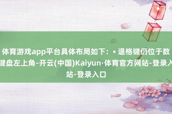 体育游戏app平台具体布局如下：• 退格键仍位于数字键盘左上角-开云(中国)Kaiyun·体育官方网站-登录入口